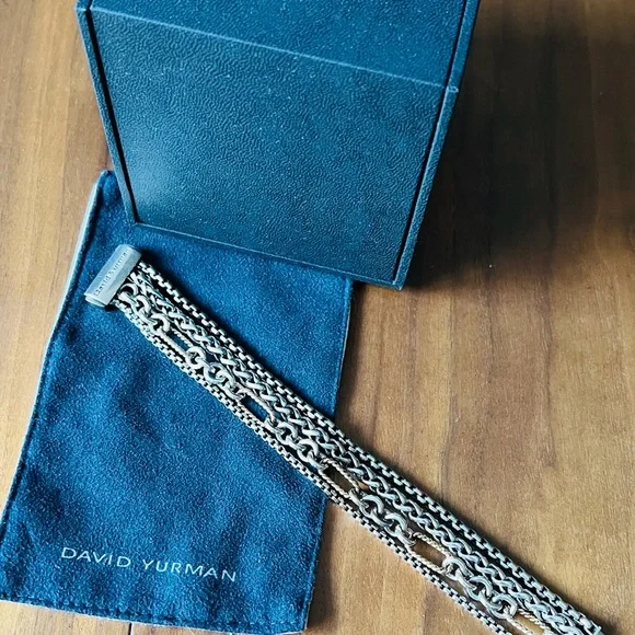 Authentic David Yurman sterling silver & 18k gold multi strand chain bracelet - Picture 2 of 6